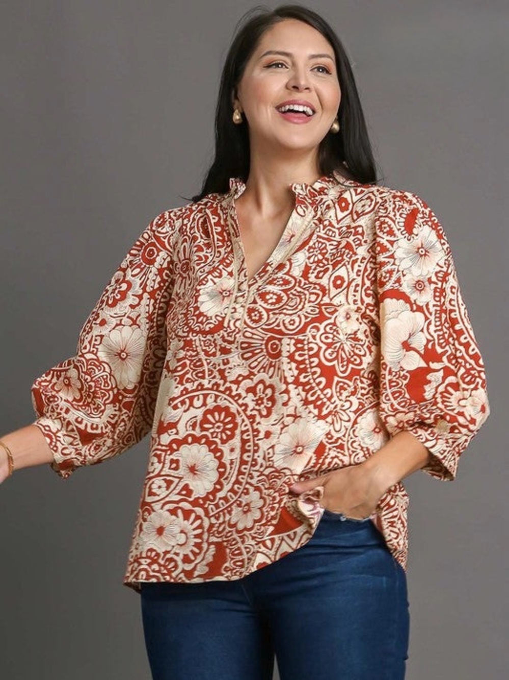 Floral Blouson Sleeve Top